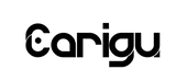 Transparent logo with black font titled Carigu with a dot in the middle of the letter c